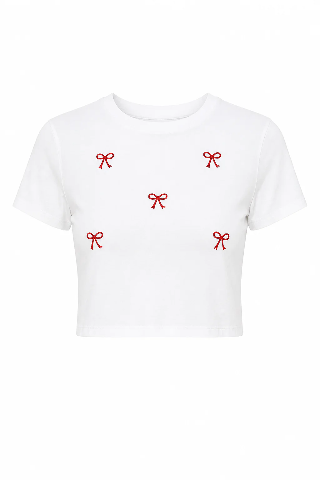 Embroidered Bow Cropped Tee - Image 2