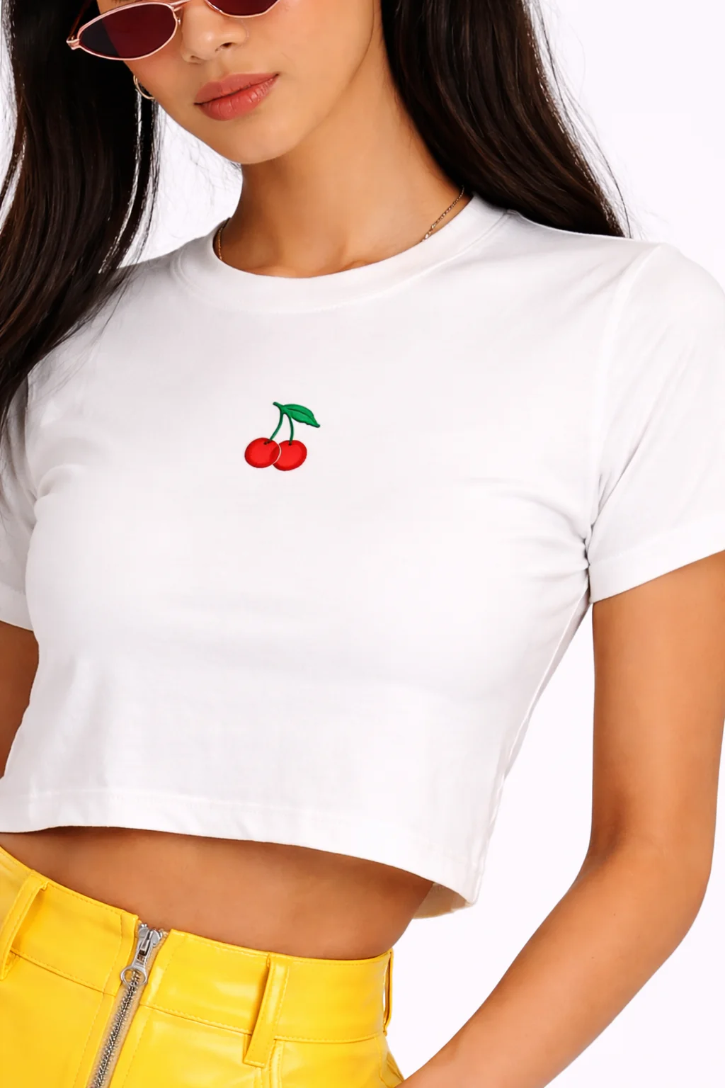 Embroidered Cherry Cropped Tee - Image 2