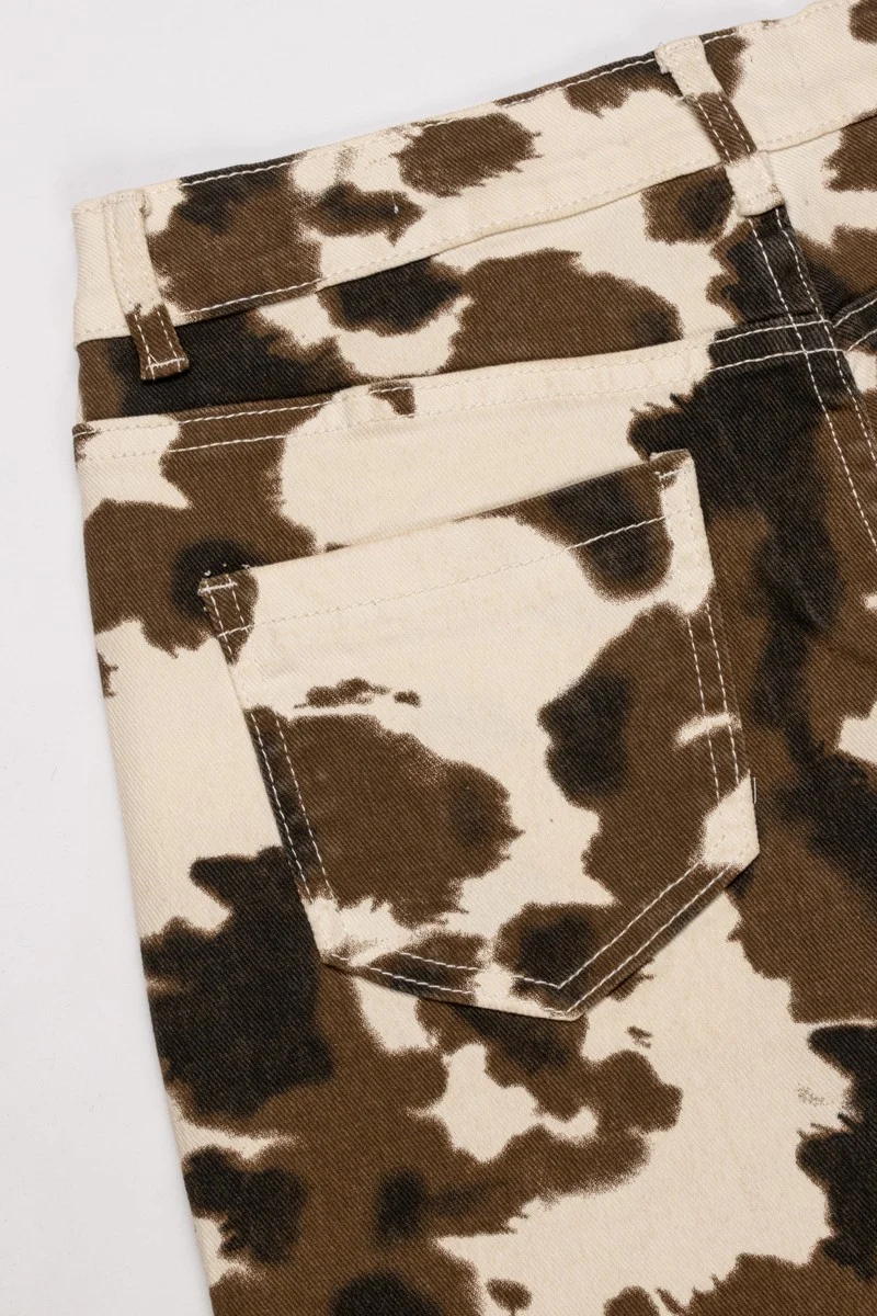 Cow Print Wide-Leg Jeans - Image 5