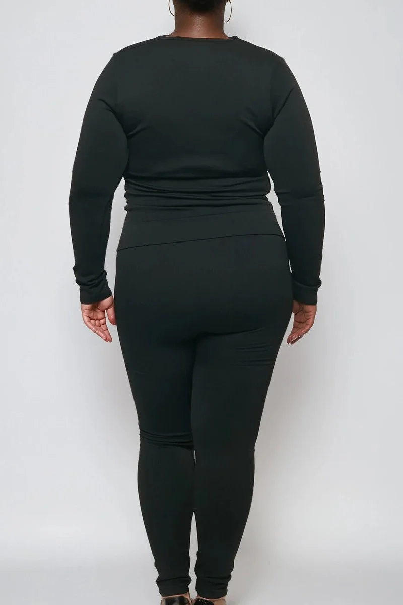 Plus Size Seamless Long-Sleeve Top & Leggings Set - Image 2