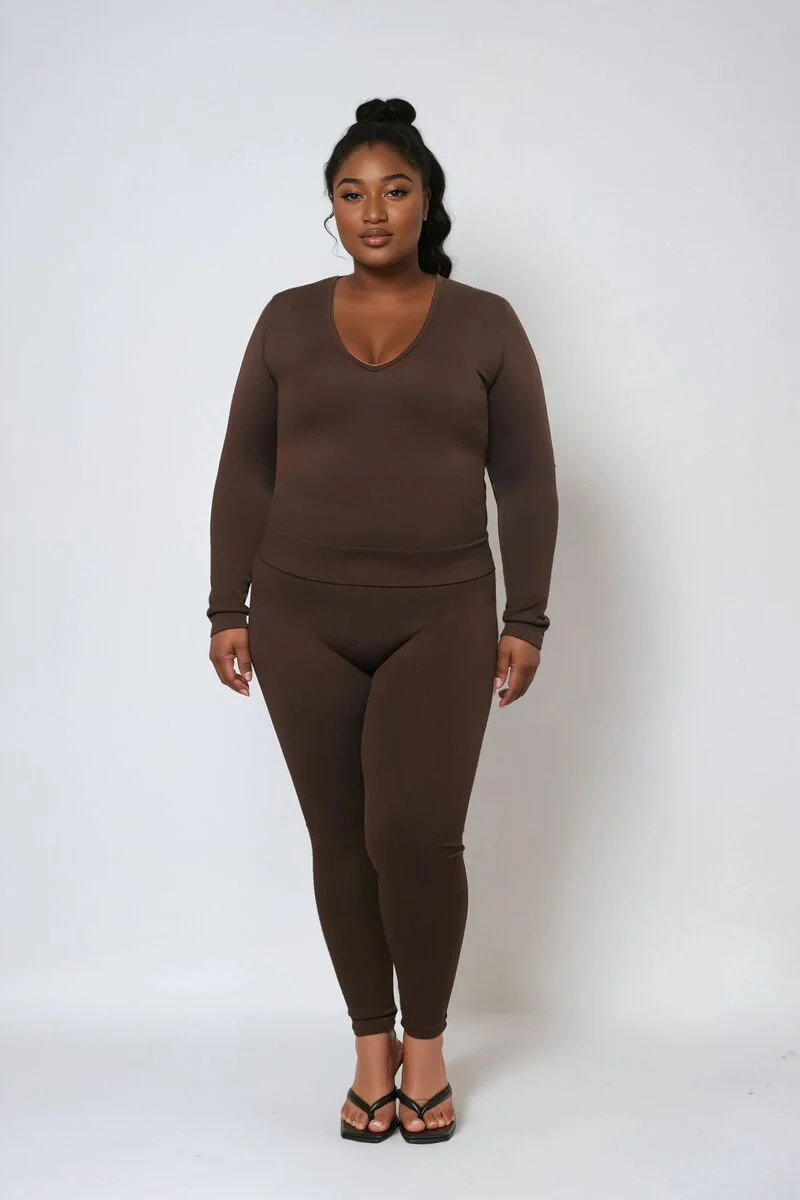 Plus Size Seamless Long-Sleeve Top & Leggings Set - Image 3