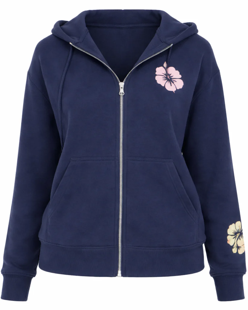 Zip front oversized floral print hoodie - Image 4