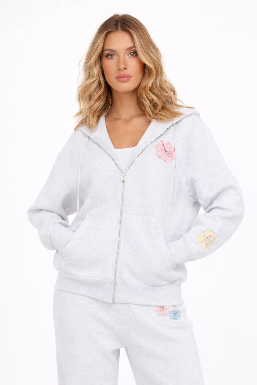 Zip front oversized floral print hoodie - Image 6
