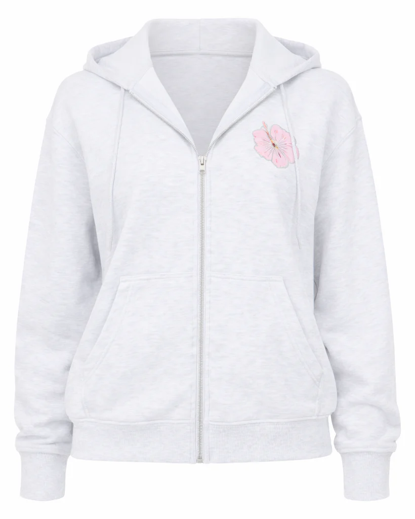 Zip front oversized floral print hoodie - Image 8
