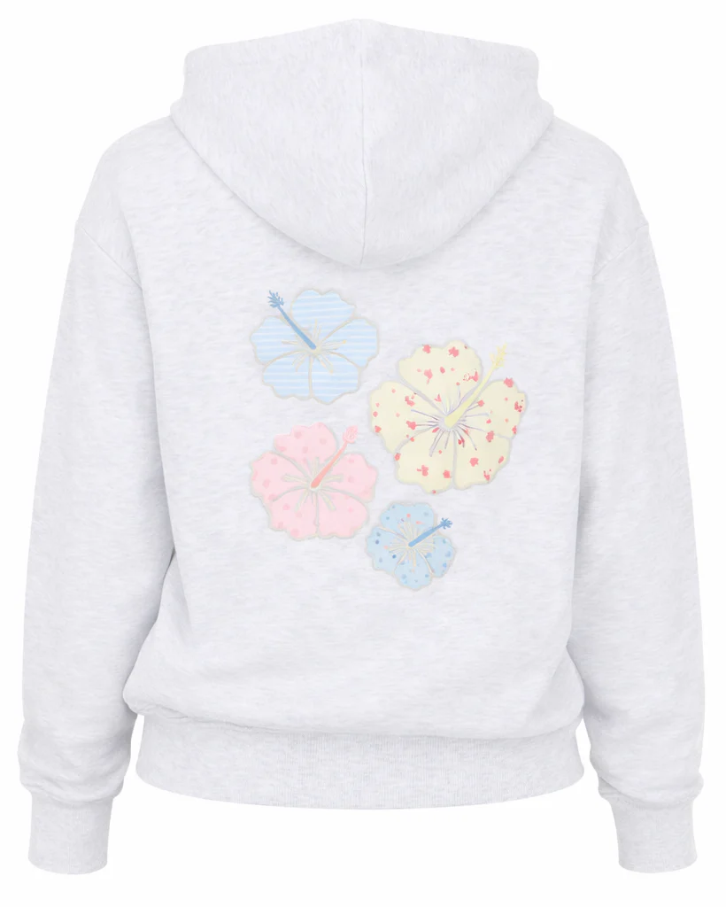Zip front oversized floral print hoodie - Image 9