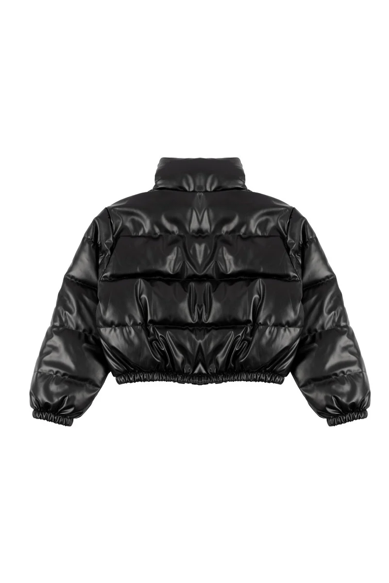 Faux Leather Puffer Jacket - Image 5