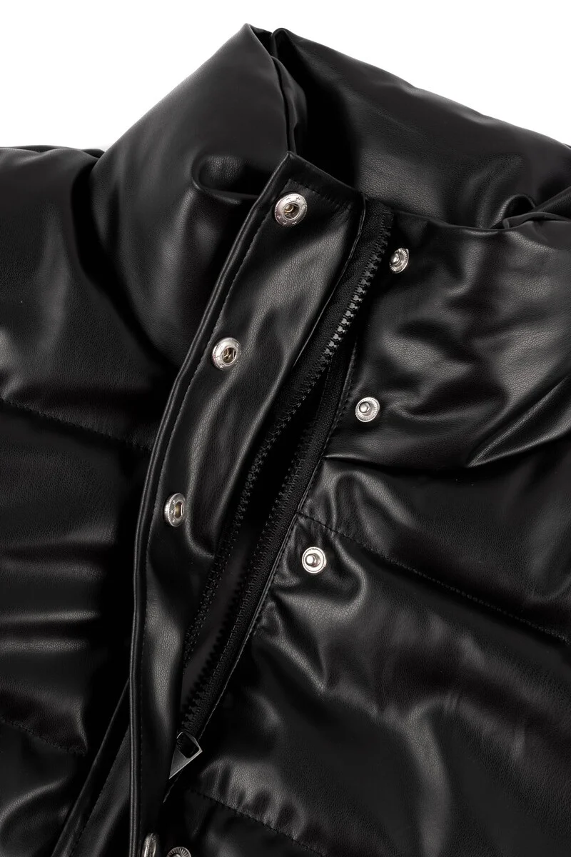 Faux Leather Puffer Jacket - Image 6