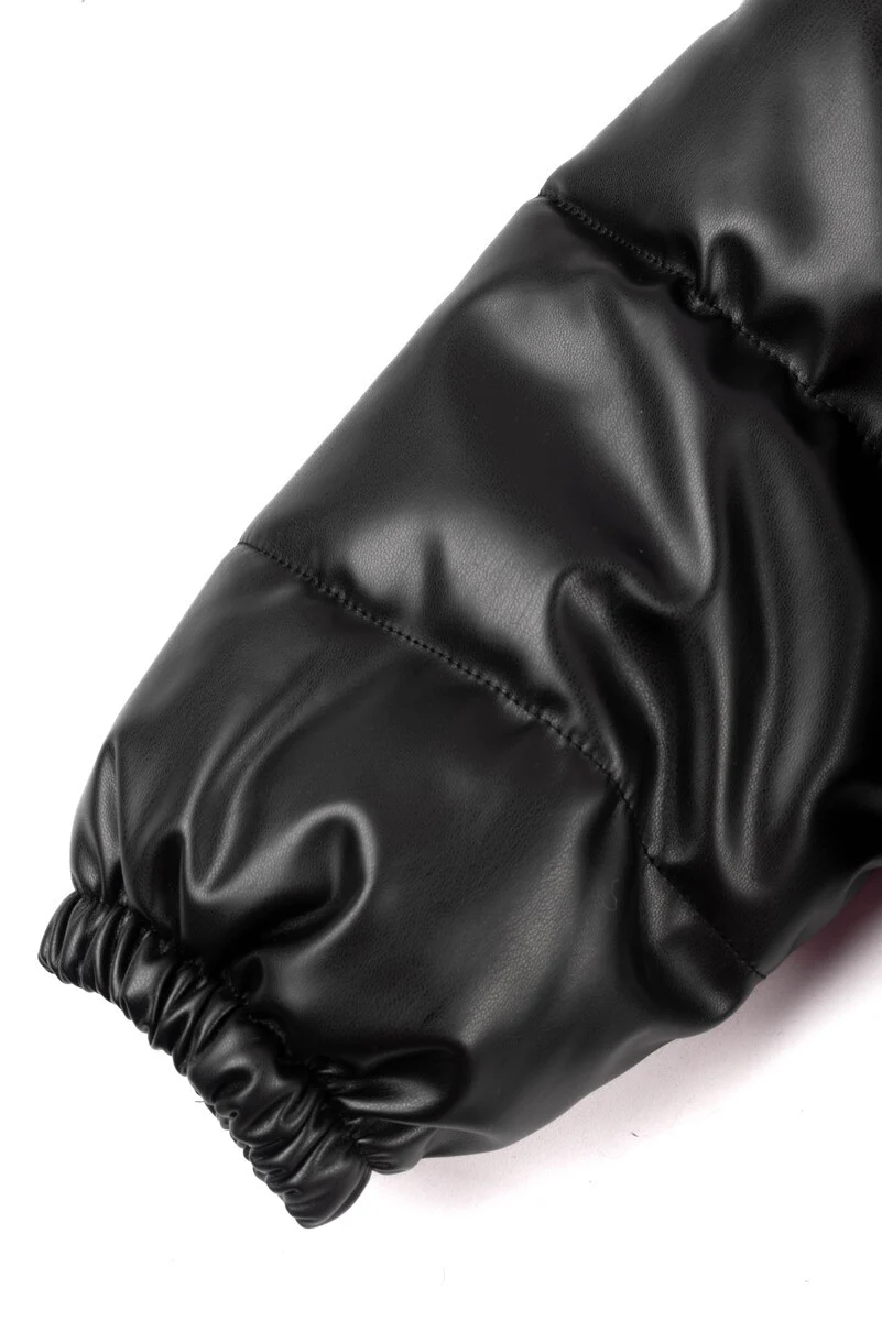 Faux Leather Puffer Jacket - Image 7