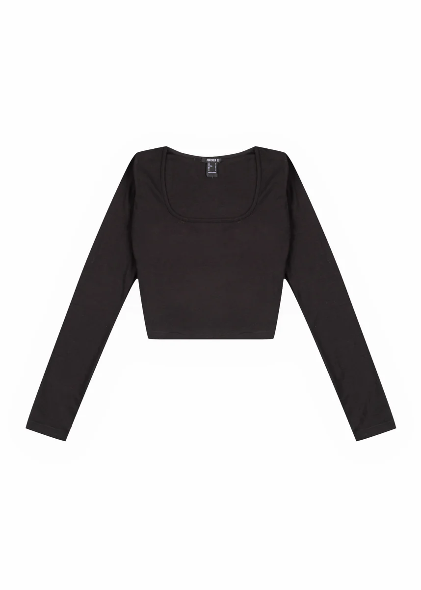 Cropped Scoop Neck Top - Image 4