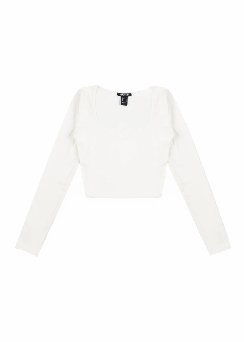Cropped Scoop Neck Top - Image 7