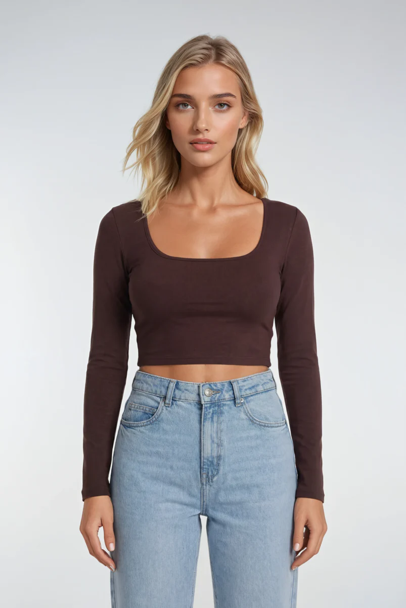 Cropped Scoop Neck Top - Image 8