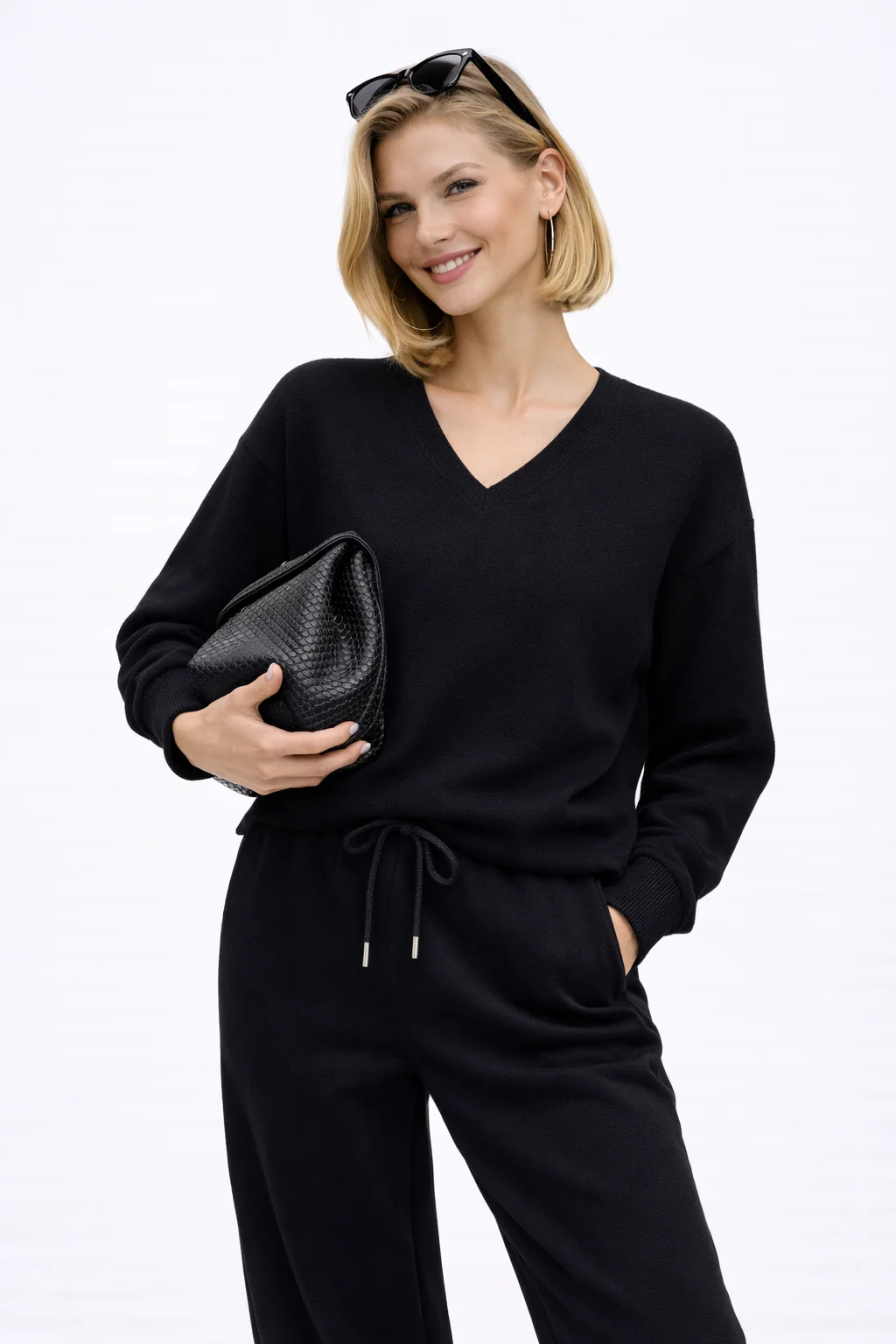 V-Neck Sweater & Wide-Leg Pant Set - Image 2