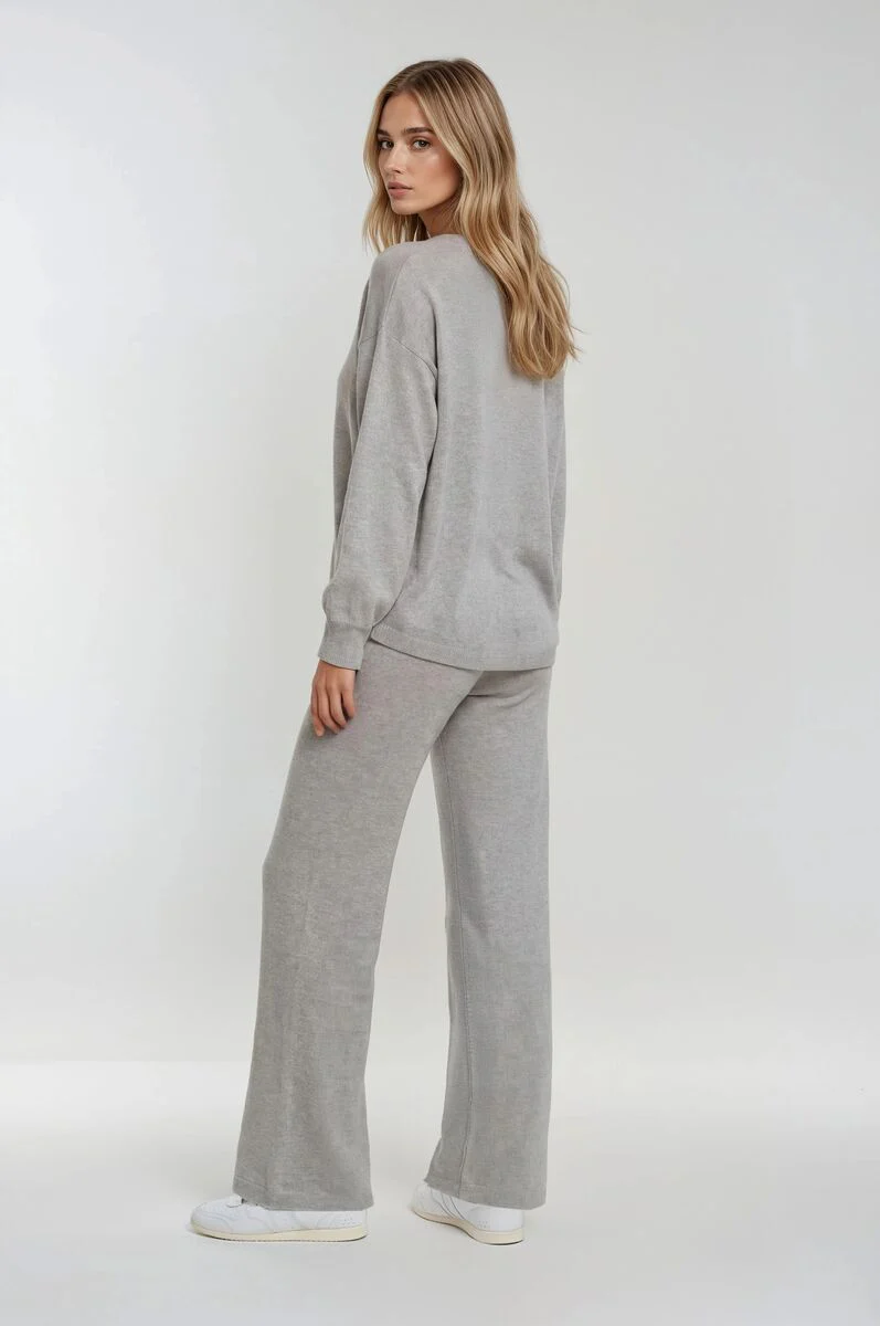 V-Neck Sweater & Wide-Leg Pant Set - Image 22