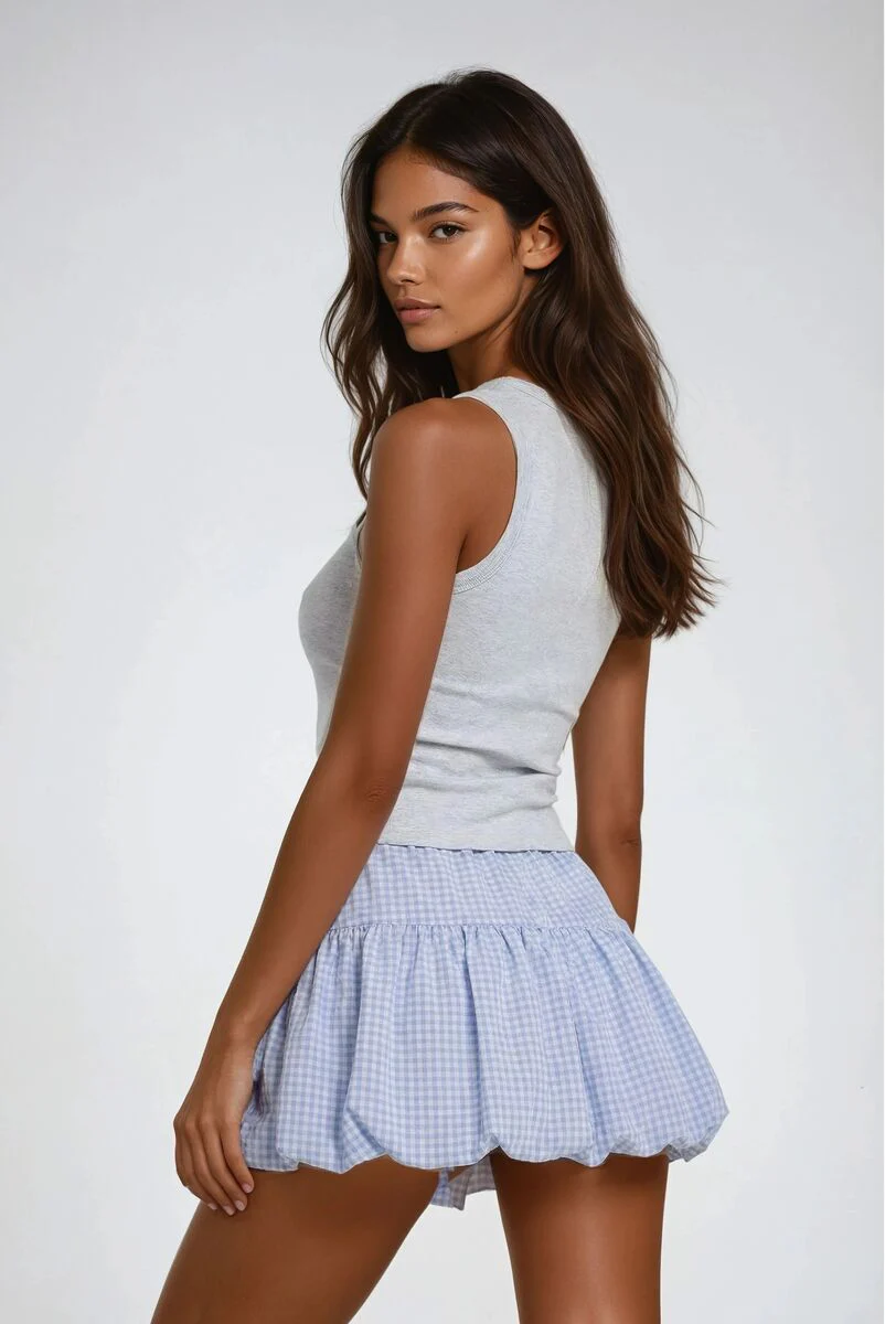 Pleated Bow Gingham Mini Skirt - Image 3