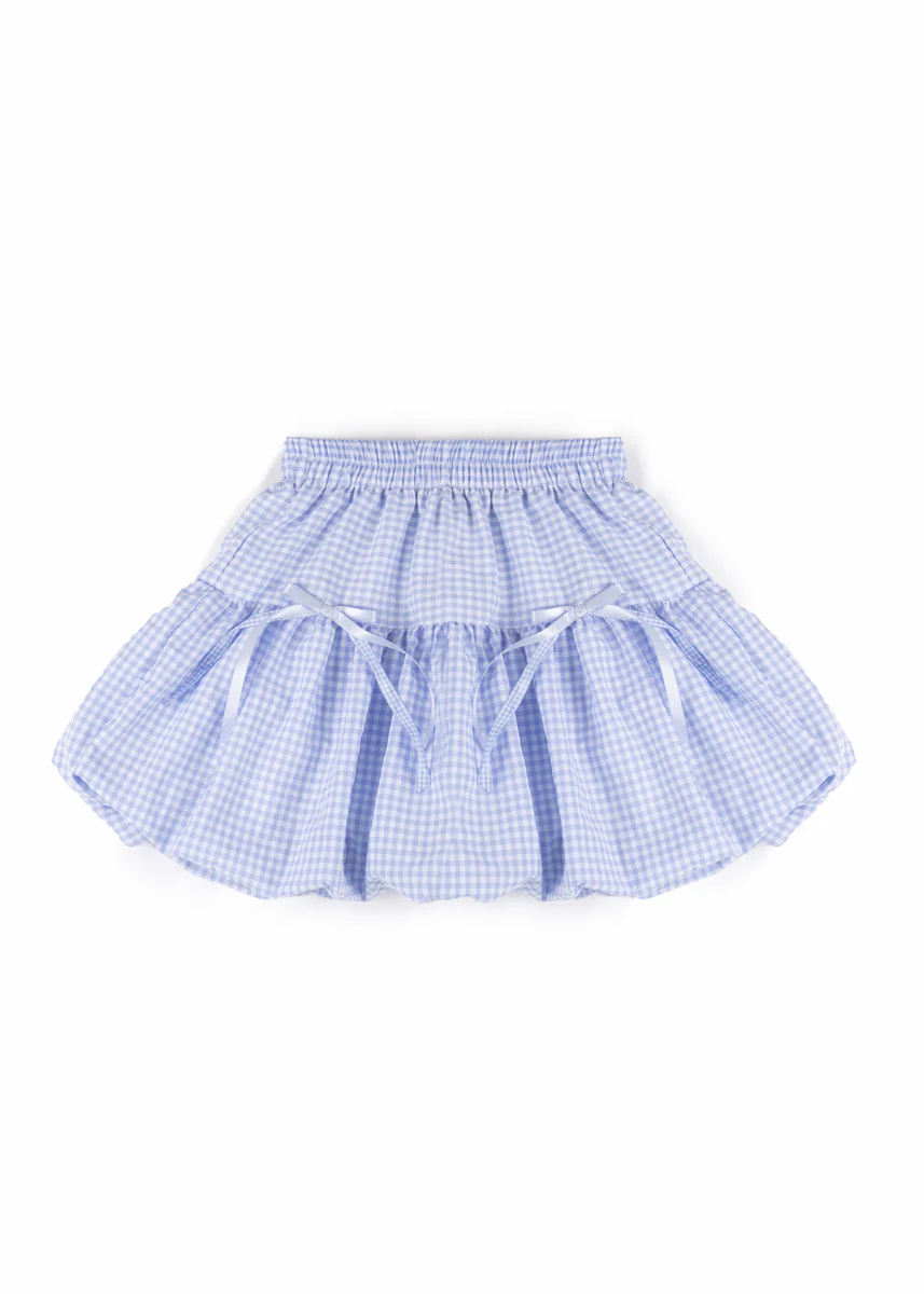 Pleated Bow Gingham Mini Skirt - Image 4