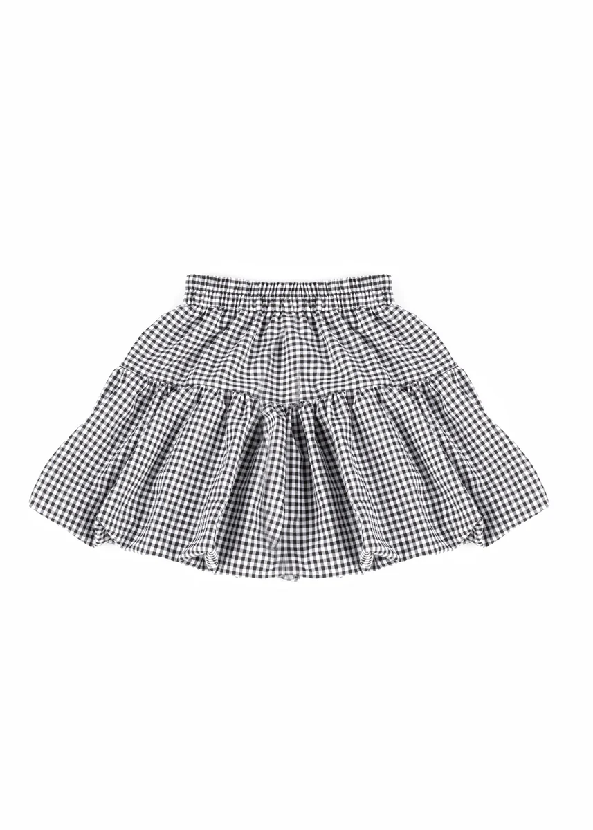 Pleated Bow Gingham Mini Skirt - Image 9