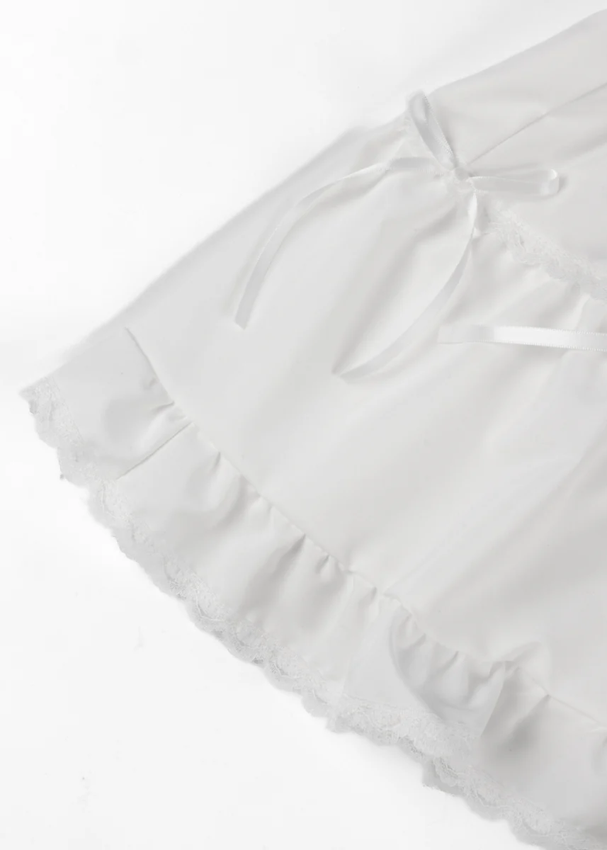 Tiered Ruffle Lace-Trim Mini Skirt - Image 13