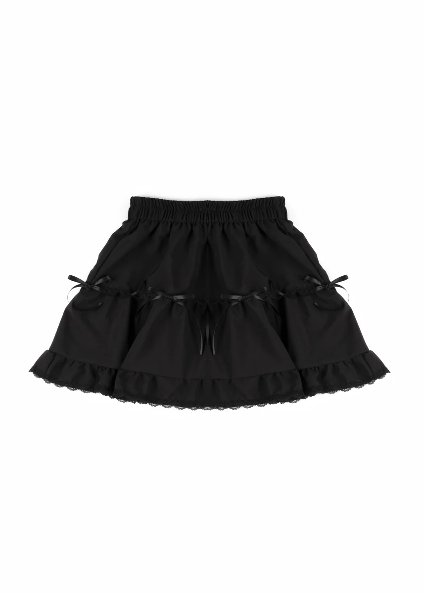 Tiered Ruffle Lace-Trim Mini Skirt - Image 4