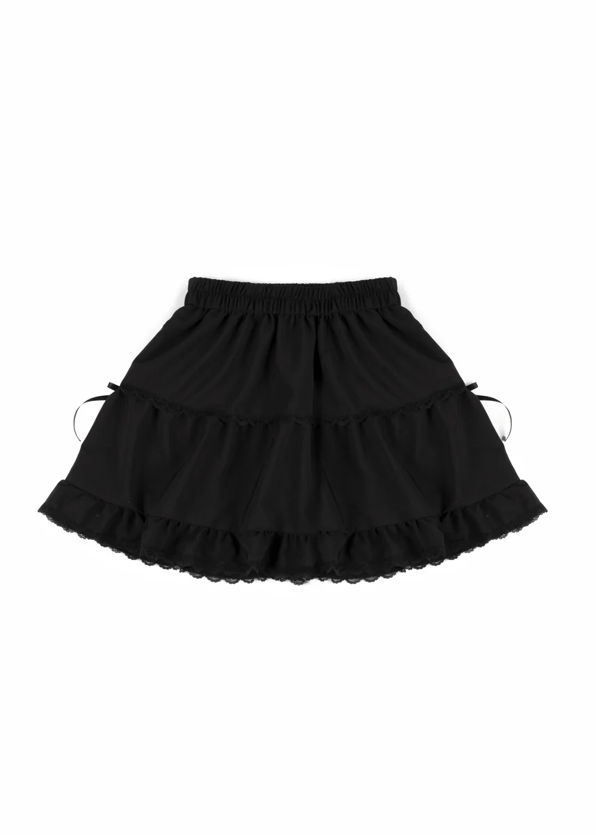 Tiered Ruffle Lace-Trim Mini Skirt - Image 5