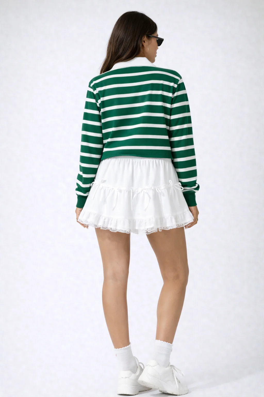 Tiered Ruffle Lace-Trim Mini Skirt - Image 9