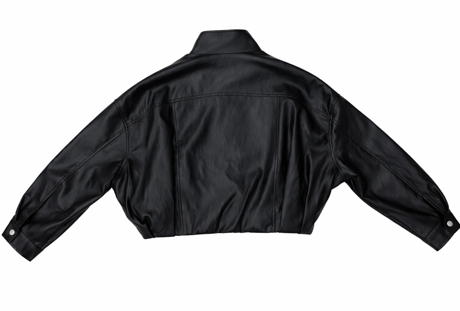 Faux Leather Belted Cropped Jacket - Image 5