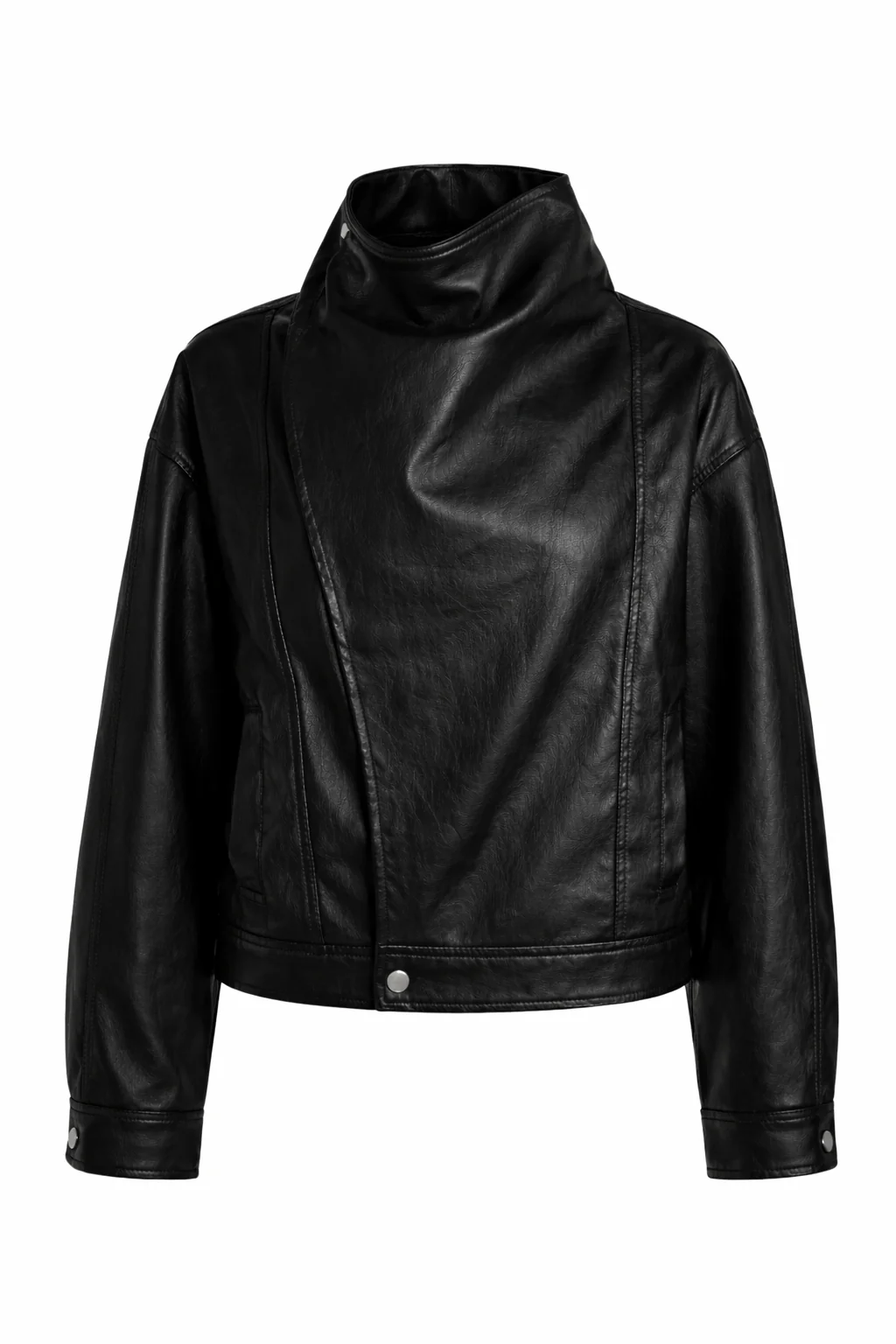 Faux Leather Funnel Neck Jacket - Image 7