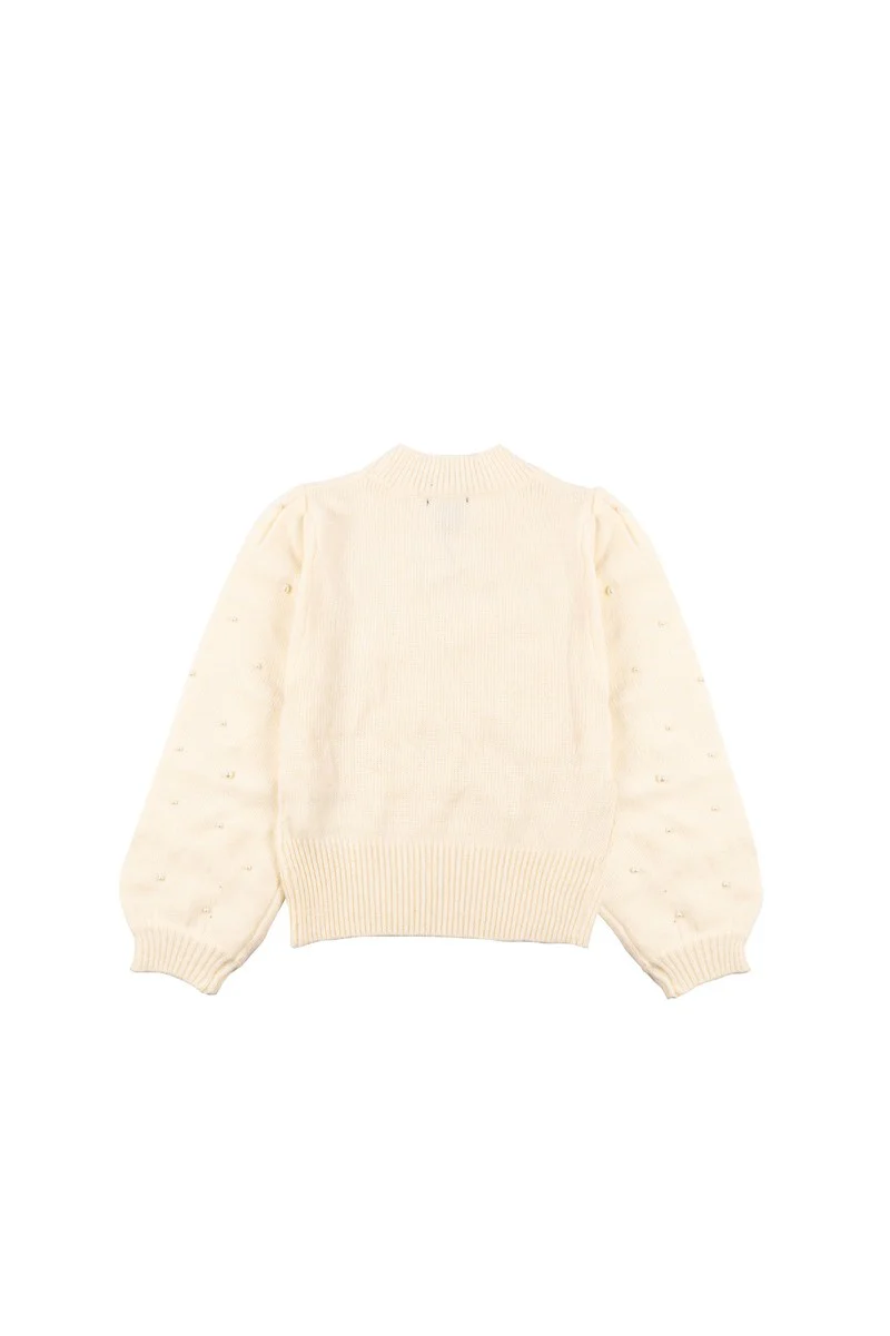 Floral Appliqué Faux Pearl Sweater - Image 4
