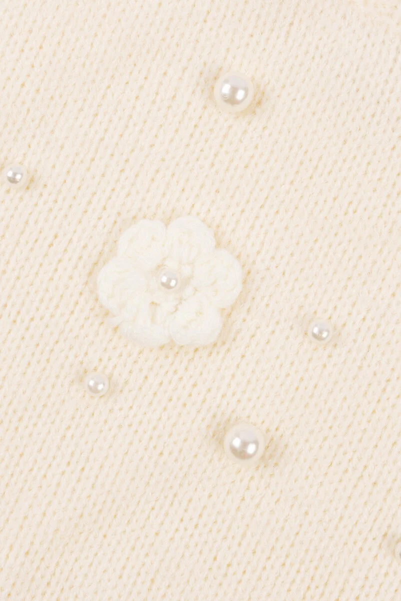 Floral Appliqué Faux Pearl Sweater - Image 5