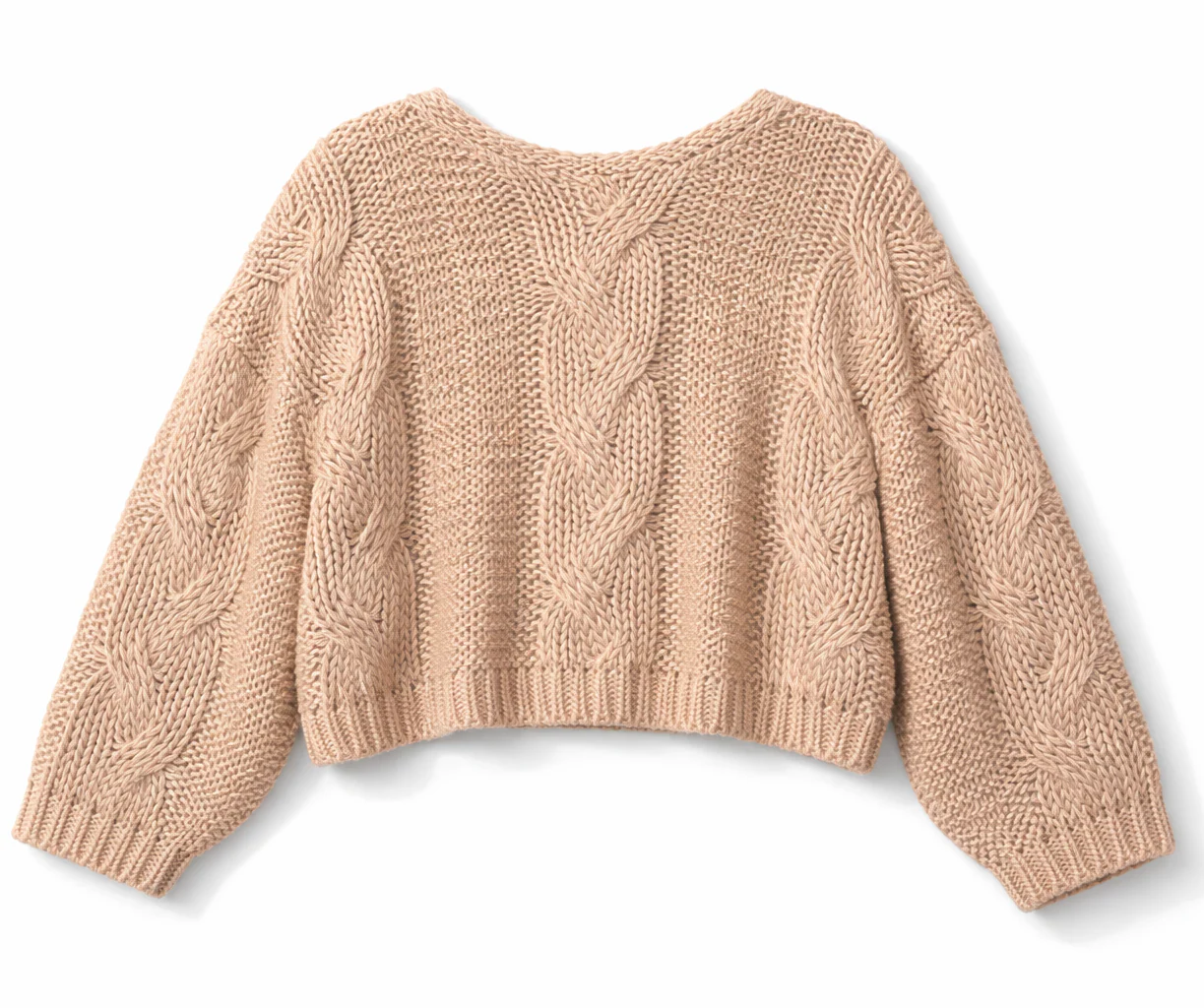 V-Neck Cable Knit Sweater - Image 5