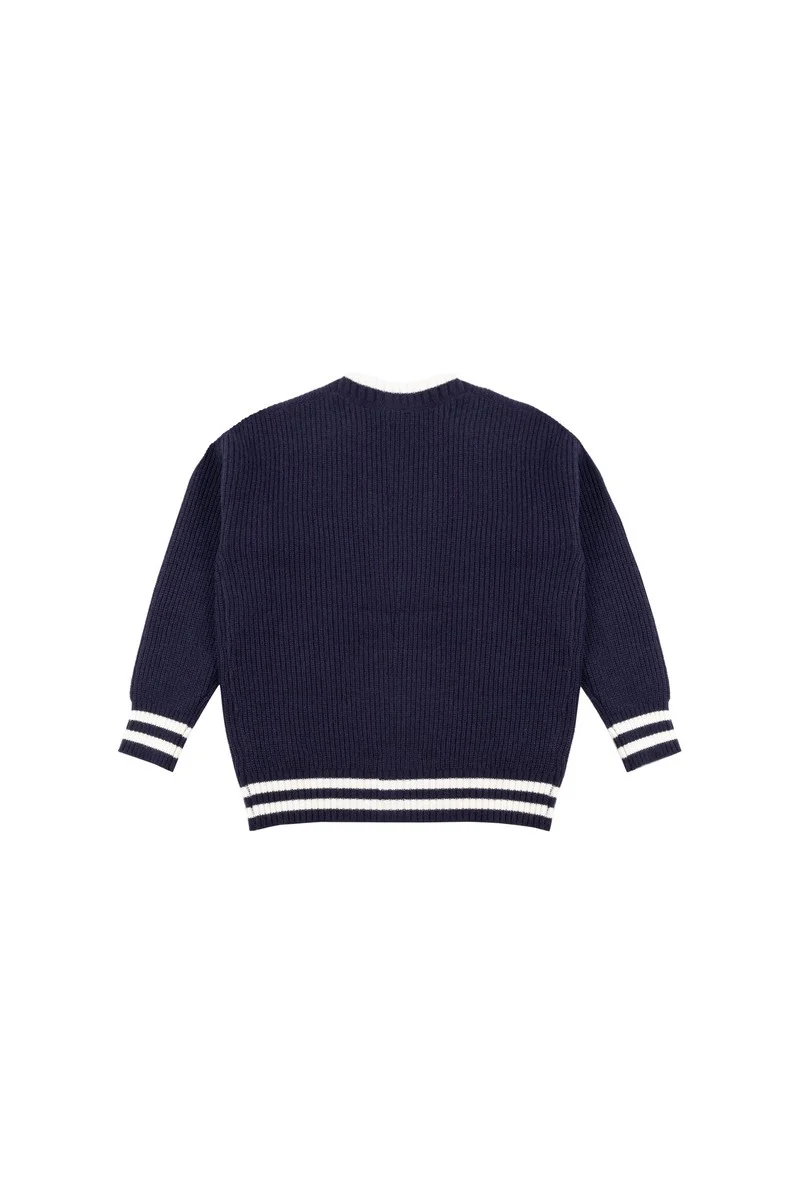 Oversized Contrast-Trim Ribbed Cardigan - Image 11