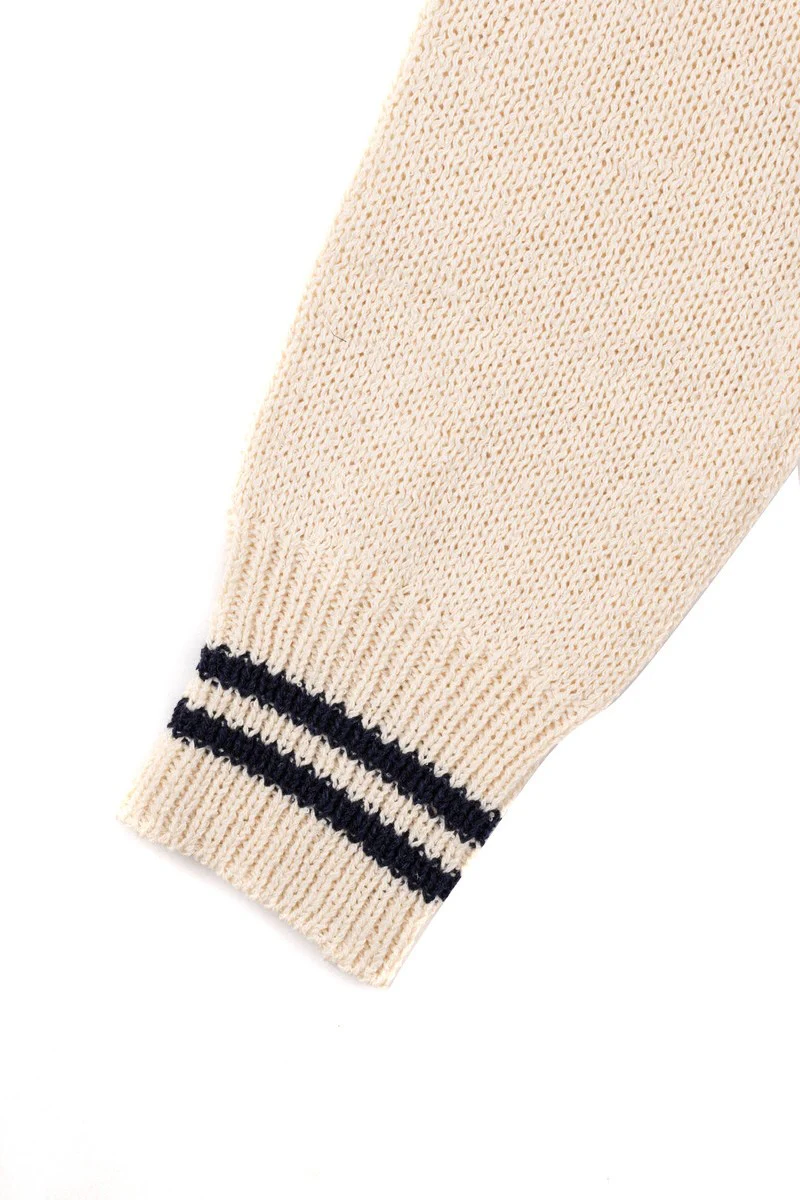Contrast-Trim Collared Knit Sweater - Image 3