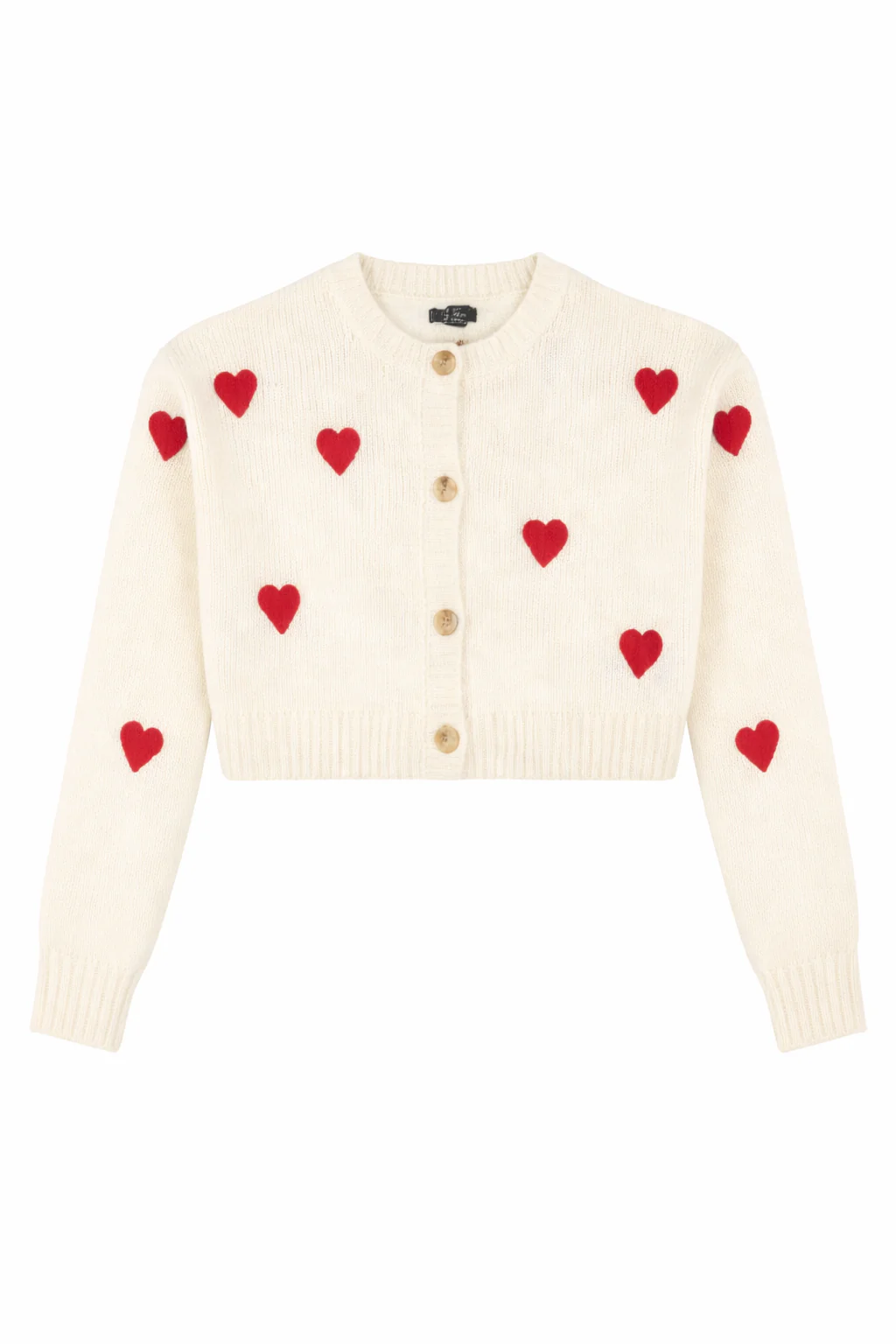 Heart Print Cropped Cardigan - Image 3
