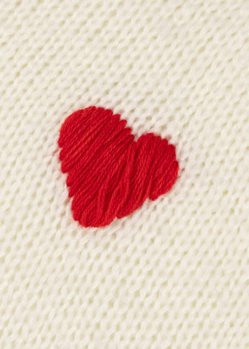 Heart Print Cropped Cardigan - Image 5