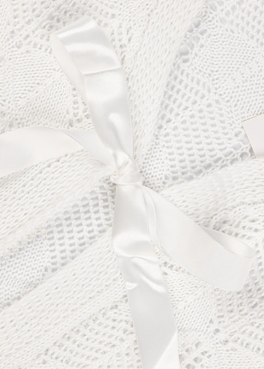 Open-Front Pointelle Bow Cardigan - Image 4