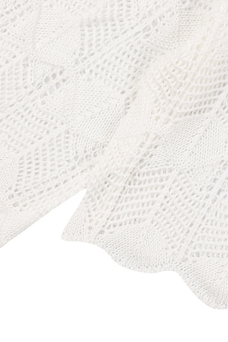 Open-Front Pointelle Bow Cardigan - Image 5