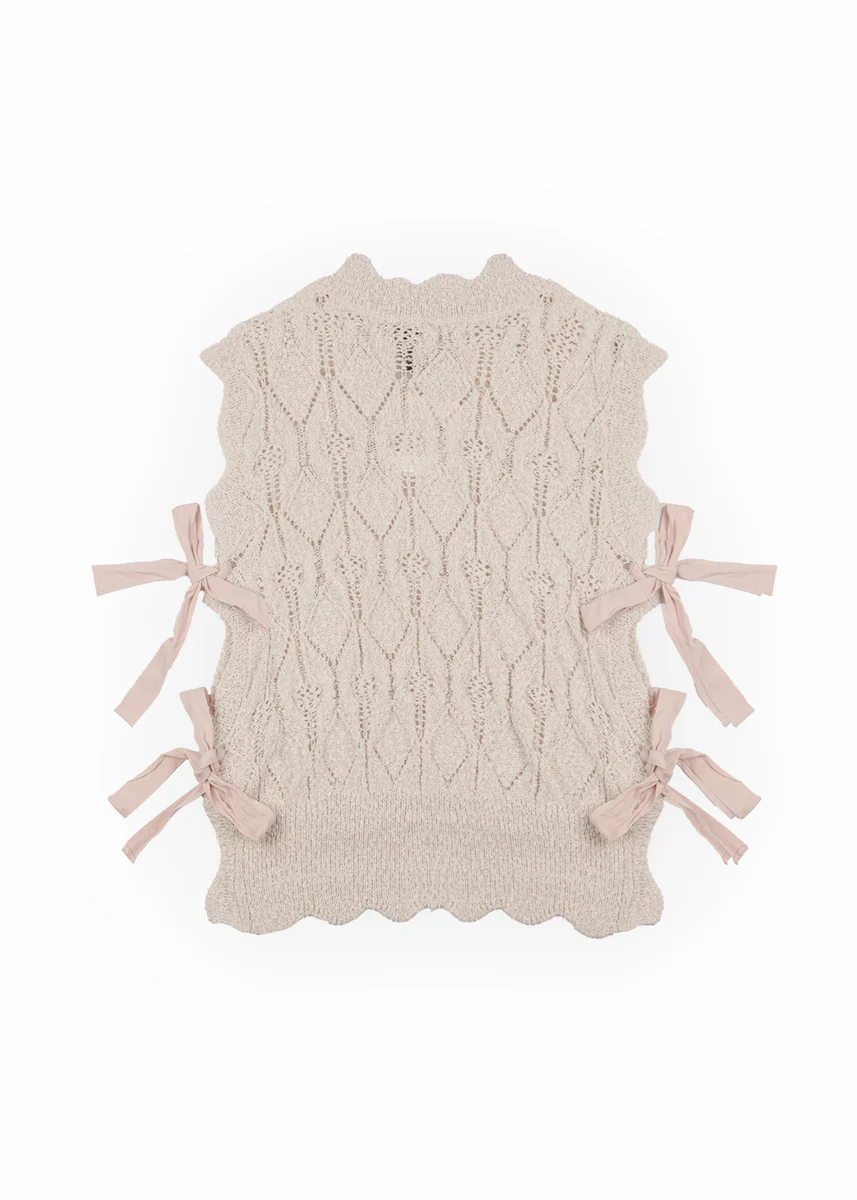 Sleeveless Side-Tie Crochet Knit Top - Image 4