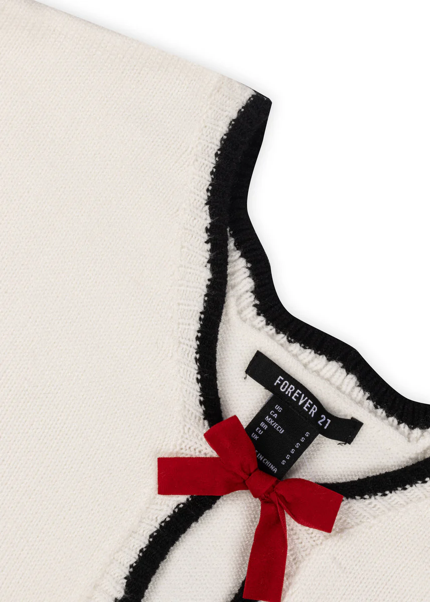 Velvet Bow Open-Front Knit Sweater - Image 10
