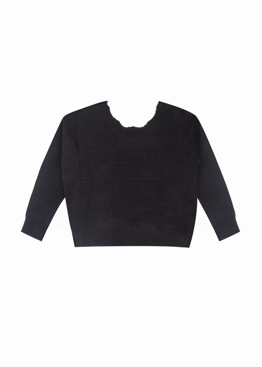 Velvet Bow Open-Front Knit Sweater - Image 3