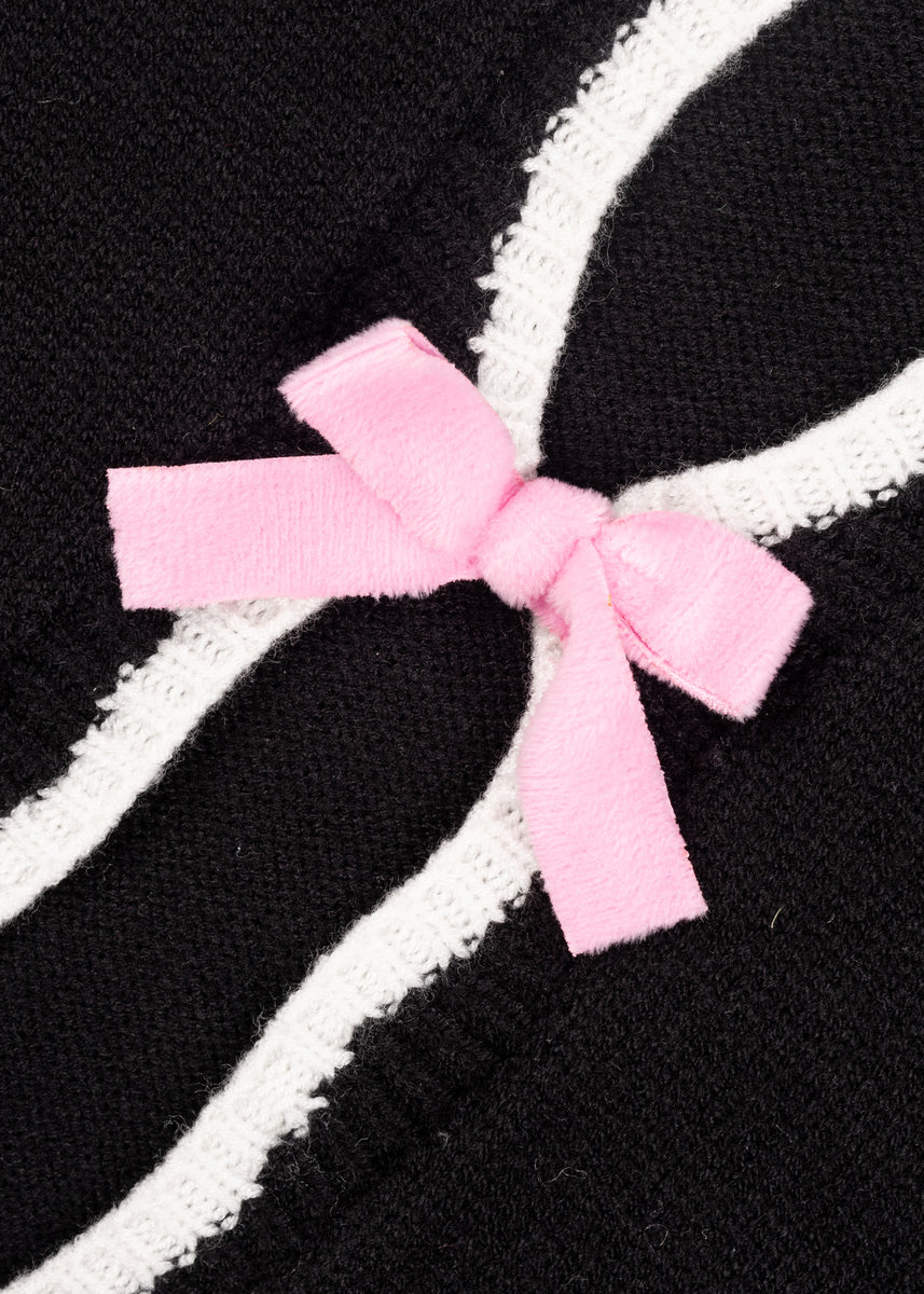 Velvet Bow Open-Front Knit Sweater - Image 5