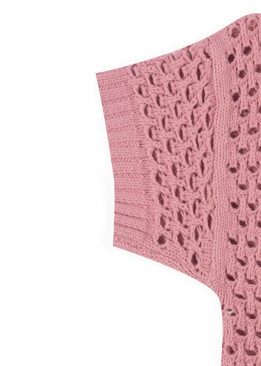 Short-Sleeve Crochet Collared Sweater Top - Image 16