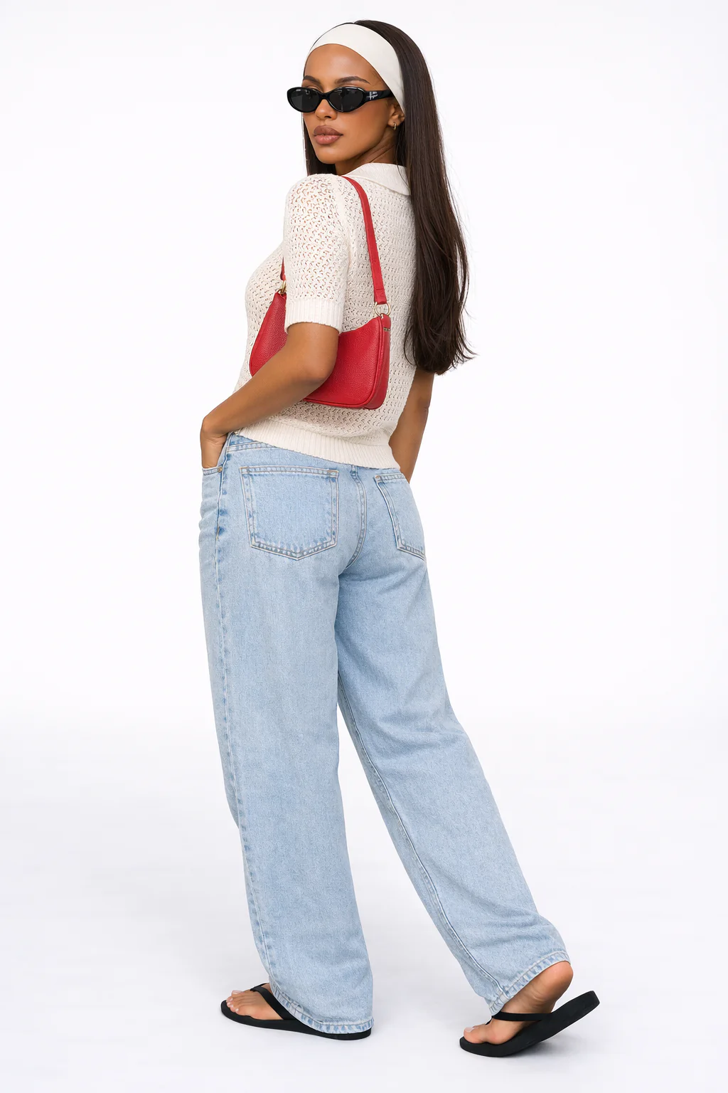 Short-Sleeve Crochet Collared Sweater Top - Image 2