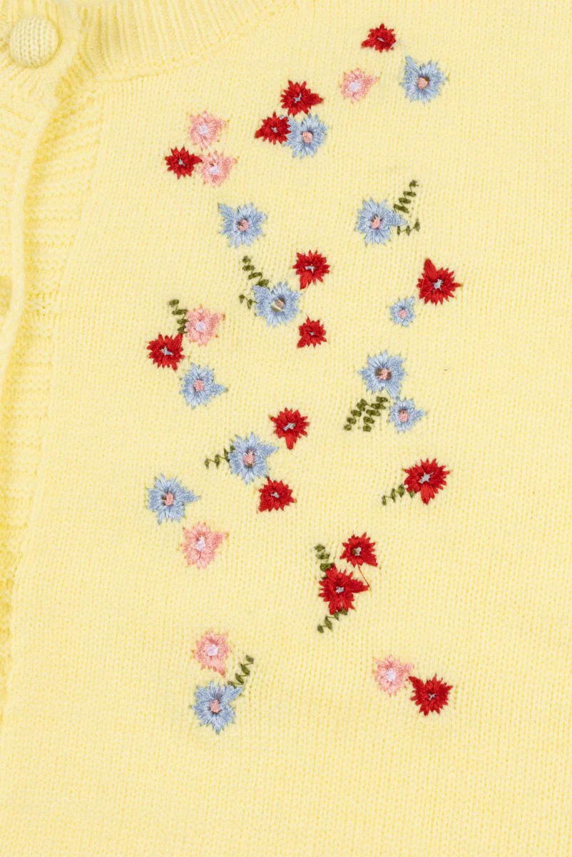 Floral Embroidered Puff-Sleeve Cardigan - Image 4