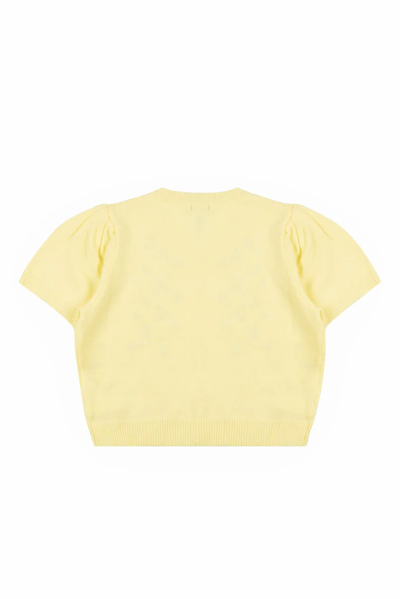 Floral Embroidered Puff-Sleeve Cardigan - Image 5