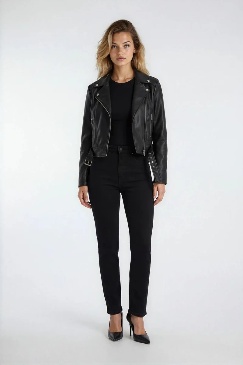 Faux Leather Moto Jacket - Image 3