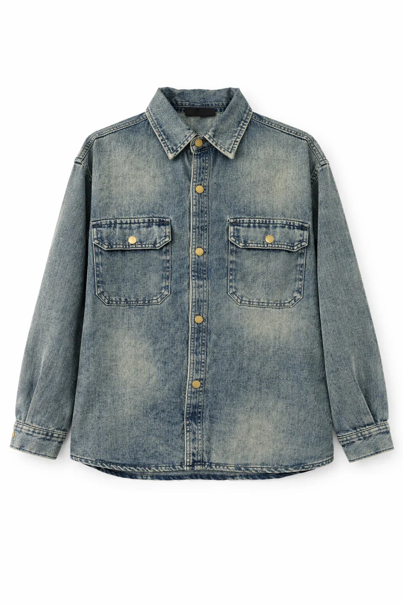 F21 Men Vintage Wash Denim Shirt - Image 3