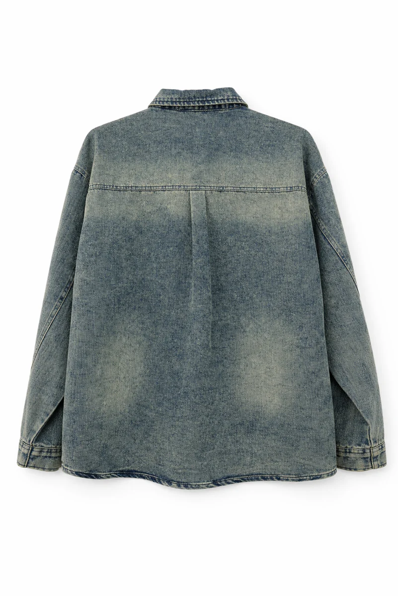 F21 Men Vintage Wash Denim Shirt - Image 4