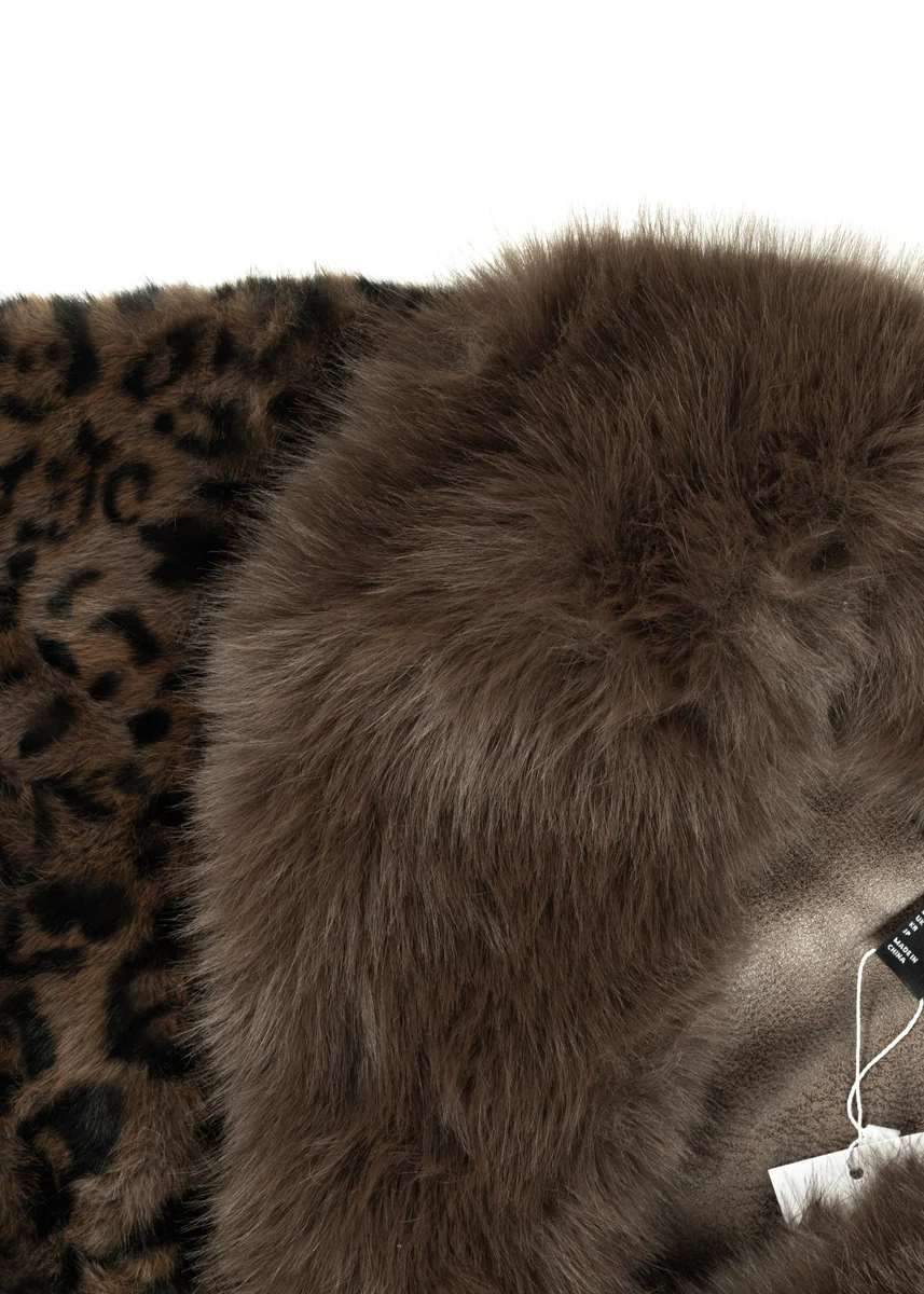Leopard Print Tie-Waist Faux Fur Jacket - Image 4