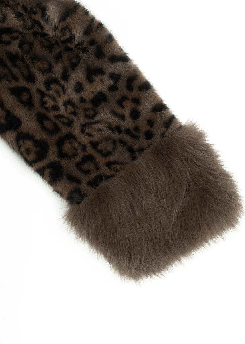 Leopard Print Tie-Waist Faux Fur Jacket - Image 5