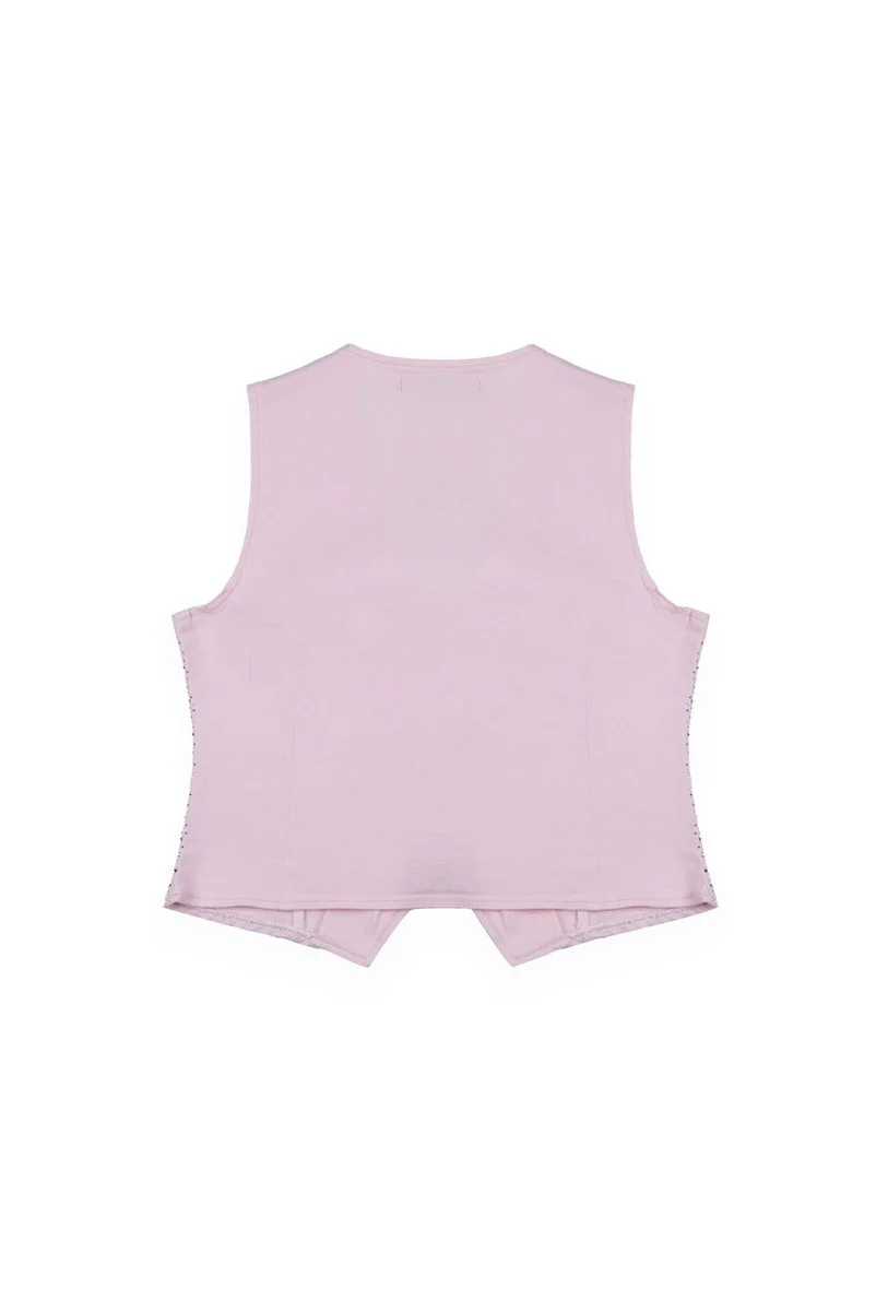 Stretch Denim Vest with Rhinestones - Image 9