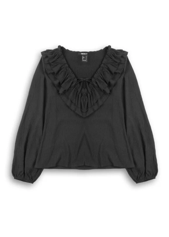 TIE FRONT RUFFLED BLOUSE - Image 2